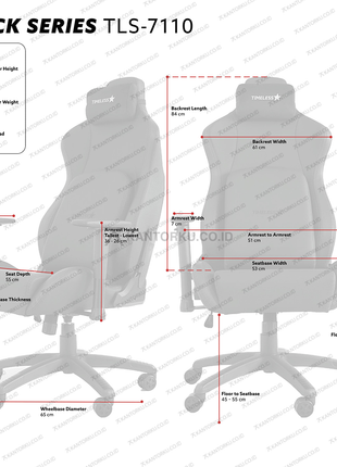 Kursi Timeless Star TLS-7110 dengan desain hitam mewah dan fleksibel – Tersedia di kantorku.co.id