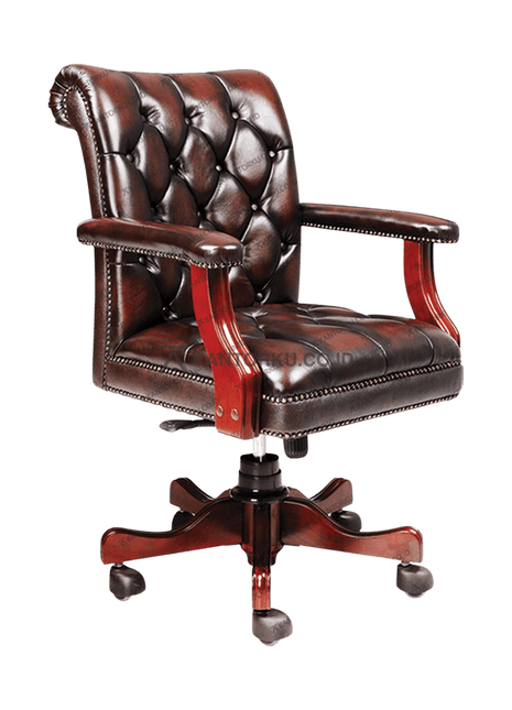 Kursi Trilby II dengan ukiran kayu mahoni dan detail paku tembaga dari kantorkudotcodotid