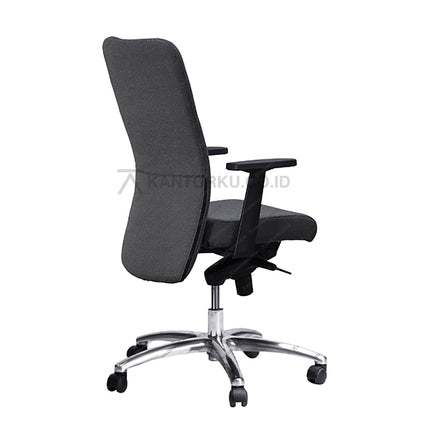 Gray office chair with a black base on a white background Kursi Kantor Ergonomis - Kursi Kerja desain Minimalis - Kursi Staff - Kursi Karyawan - kursi dengan roda , sandaran lengan, dan hidrolik - MORELLI - KANTORKU