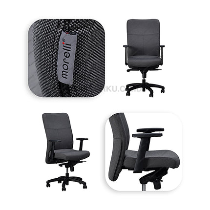 Kursi Kantor Ergonomis - Kursi Kerja desain Minimalis - Kursi Staff - Kursi Karyawan - kursi dengan roda , sandaran lengan, dan hidrolik - MORELLI - KANTORKU