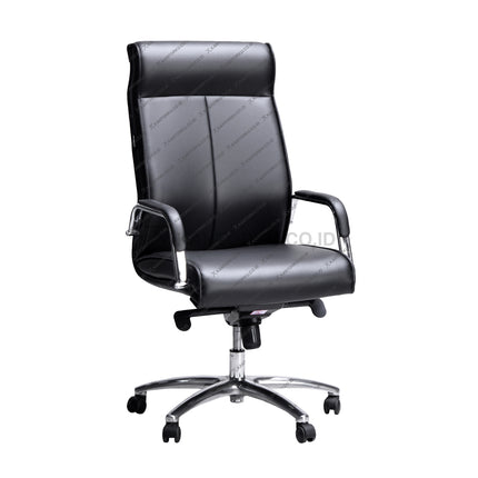 Black office chair with chrome base on a white background - Kursi Kantor Subaru Versa LCA