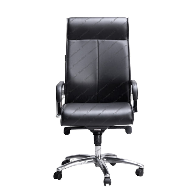 Black office chair with a shiny finish on a white background - Kursi Kantor Subaru Versa LCA