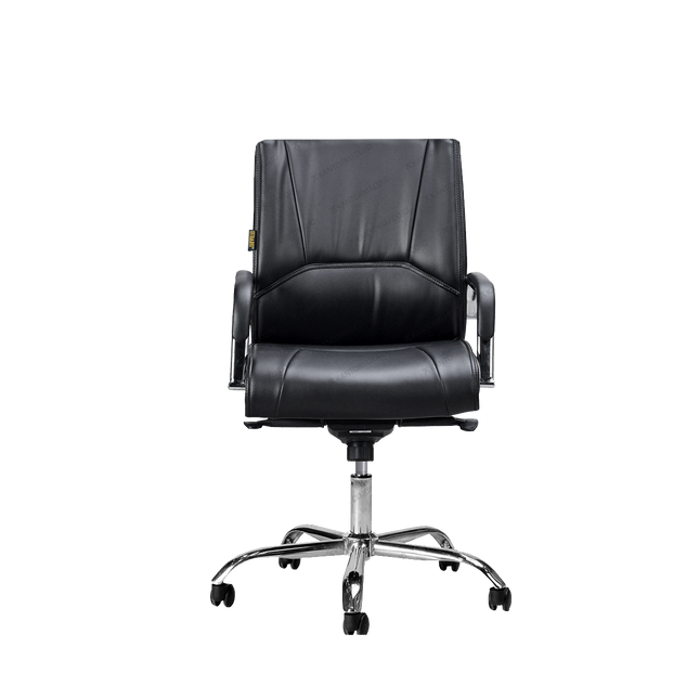 Kursi kantor Subaru Victory MC CR Leather dengan kulit asli dan kaki chrome.