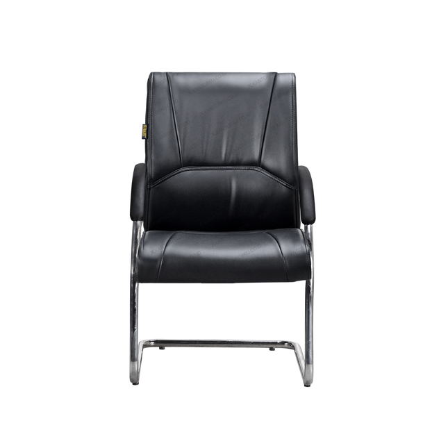 Kursi manager Subaru Victory U Leather dengan kulit asli dan kaki cantilever besi.
