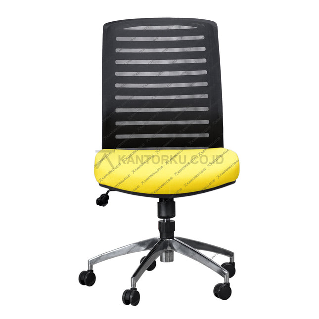 Office chair with black backrest and yellow seat on a white background Kursi Kantor Ergonomis - Kursi Kerja desain Minimalis - Kursi Staff - Kursi Karyawan - kursi dengan roda, dan tuas hidrolik - SAVELLO VIENTA Kursi Kantor ergonomis cocok digunakan sebagai kursi rapat desain elegan harga ramah di kantong - Savello - KANTORKU