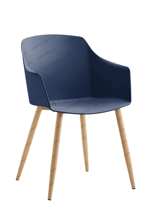 Kursi bergaya minimalis berbahan moulded dengan kaki kayu maple natural — kantorku.co.id.