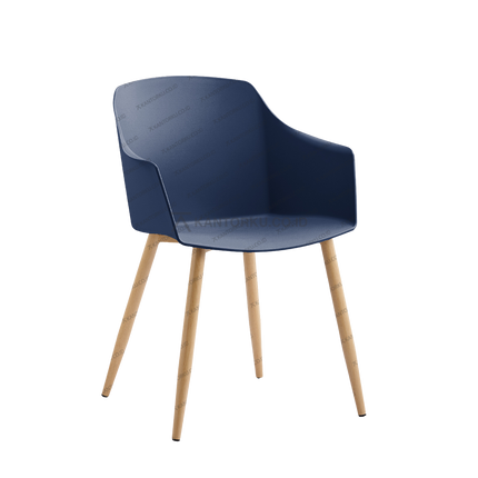 Kursi bergaya minimalis berbahan moulded dengan kaki kayu maple natural — kantorku.co.id.