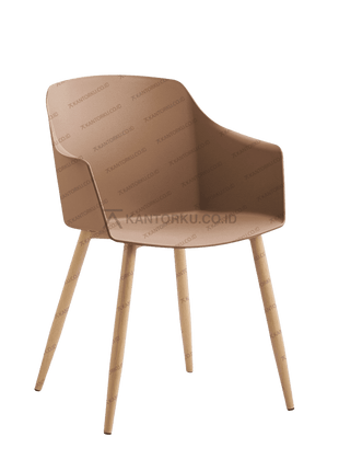 Kursi modern serbaguna dengan dudukan moulded kuat dan kaki kayu solid — kantorkudotcodotid.