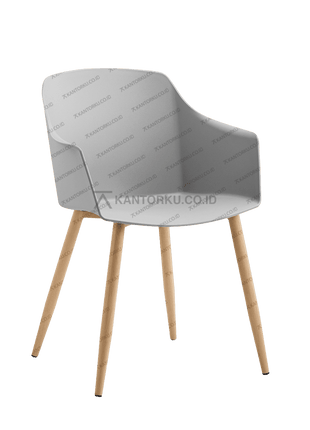 Kursi HighPoint bergaya kontemporer dengan kaki kayu dan dudukan moulded elegan — kantorku.co.id.