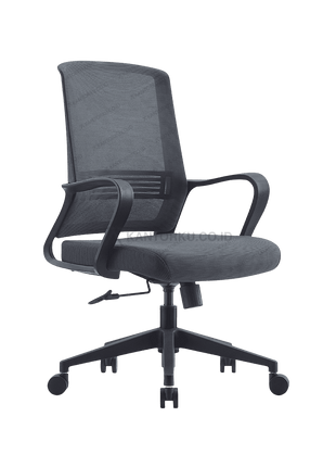 Kursi kantor FIRM dengan dudukan empuk dan rangka hitam elegan. Tersedia di Kantorku.co.id