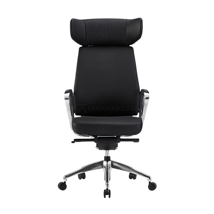 Kursi FIRM ergonomis dengan headrest wing shape dan panel wood veneer elegan - Tersedia di Kantorku.co.id