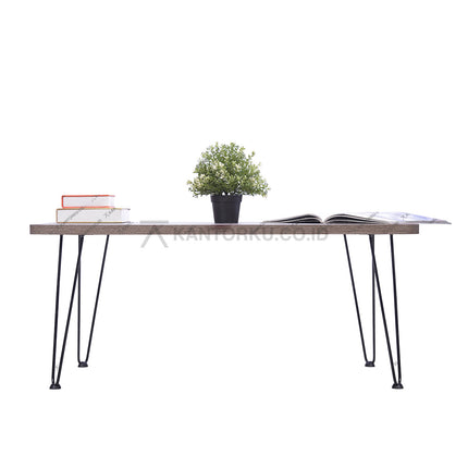 Meja minimalis Yara Zane dengan kaki besi modern – Kantorku