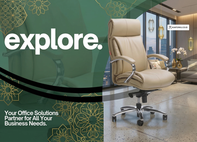 Kursi kantor Chairman Xantosa EC4000 BAC warna krem dengan sandaran ergonomis dan kaki chrome