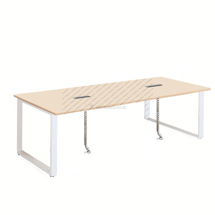 Meja rapat elegan dengan desain modern dan fitur cable management – kantorku.co.id