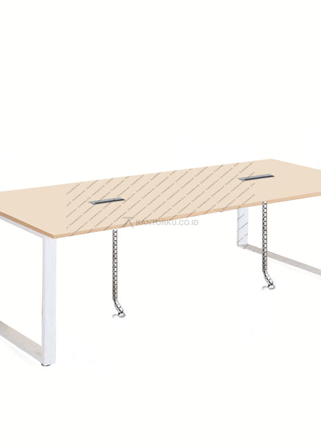 Meja rapat elegan dengan desain modern dan fitur cable management – kantorku.co.id